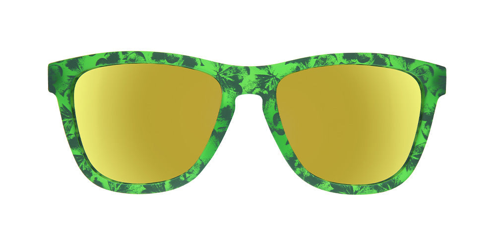 Clover Me in Gold | Green printed sunglasses with gold reflective lenses | goodr OG sunglasses