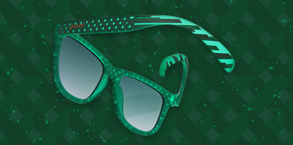 Liege of Extraordinary Cyclists | green square sunglasses with gradient green lenses| Liege tour inspired goodr OG sunglasses