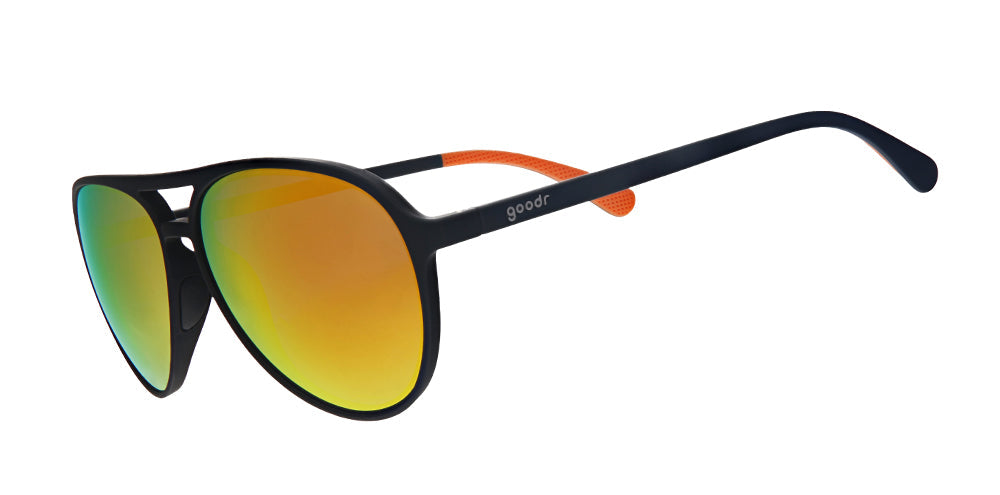 Call Me Tarmac Daddy | black aviator frames with amber lenses | goodr MACH G sunglasses