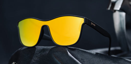 From Zero to Blitzed |black futuristic style sunglasses with amber lenses | goodr sunglasses