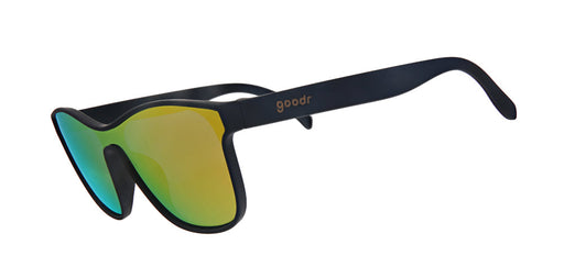 From Zero to Blitzed |black futuristic style sunglasses with amber lenses | goodr sunglasses