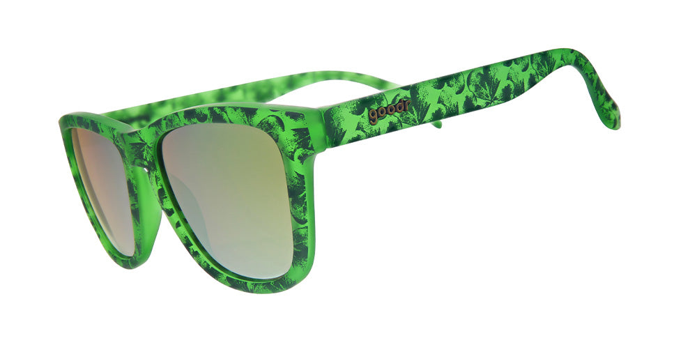 Clover Me in Gold | Green printed sunglasses with gold reflective lenses | goodr OG sunglasses